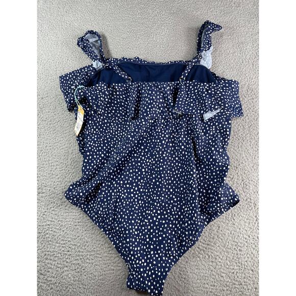 Kona Sol One Piece Swimsuit Womens 20 Blue Polka Dot Patterned Ruffle Padded NWT - Picture 7 of 8